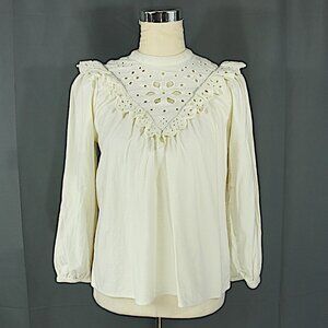 Madewell Embroidered Eyelet Ruffle Flannel Back Button Prairie Top Tunic XXS